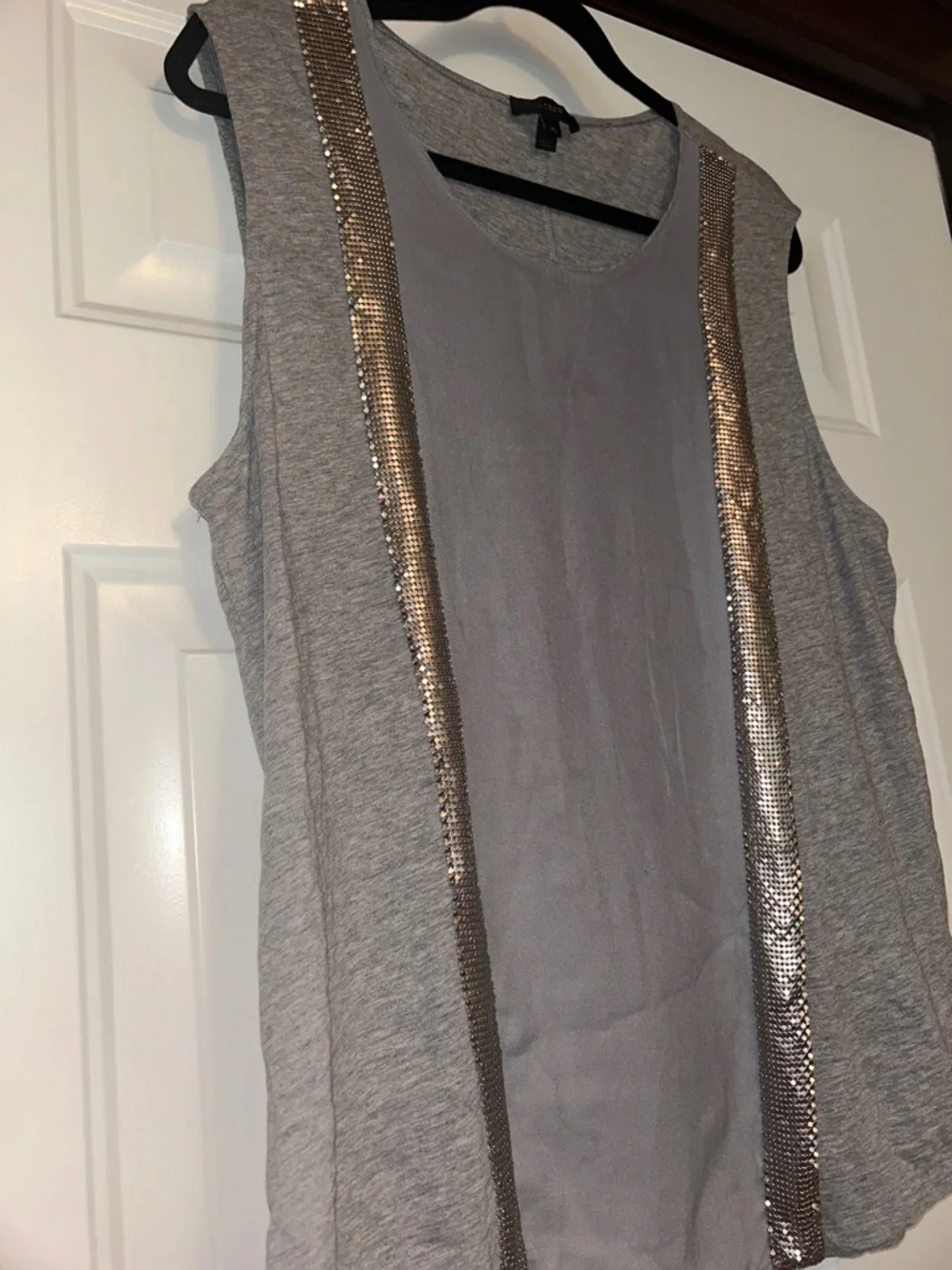 J. Crew Tank Top XL Gray Old Money Mixed Media Quiet Luxury Vintage Glam Career